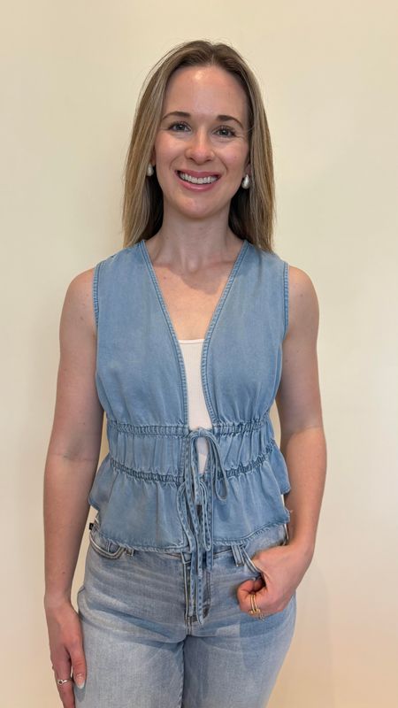 CINCHED TIE FRONT VEST
