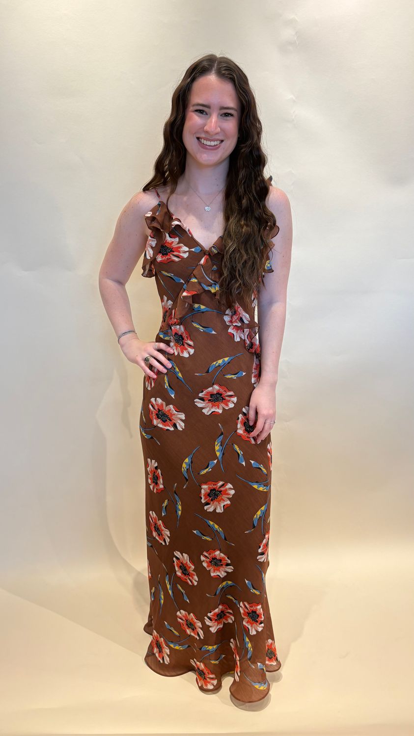 FLORAL TIE SHOULDER MAXI