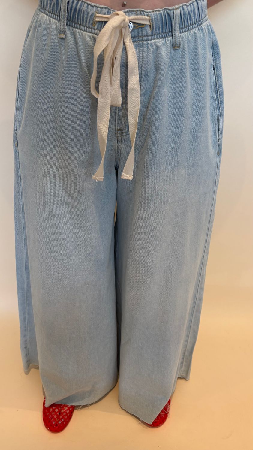 DENIM WIDE LEG DRAWSTRING