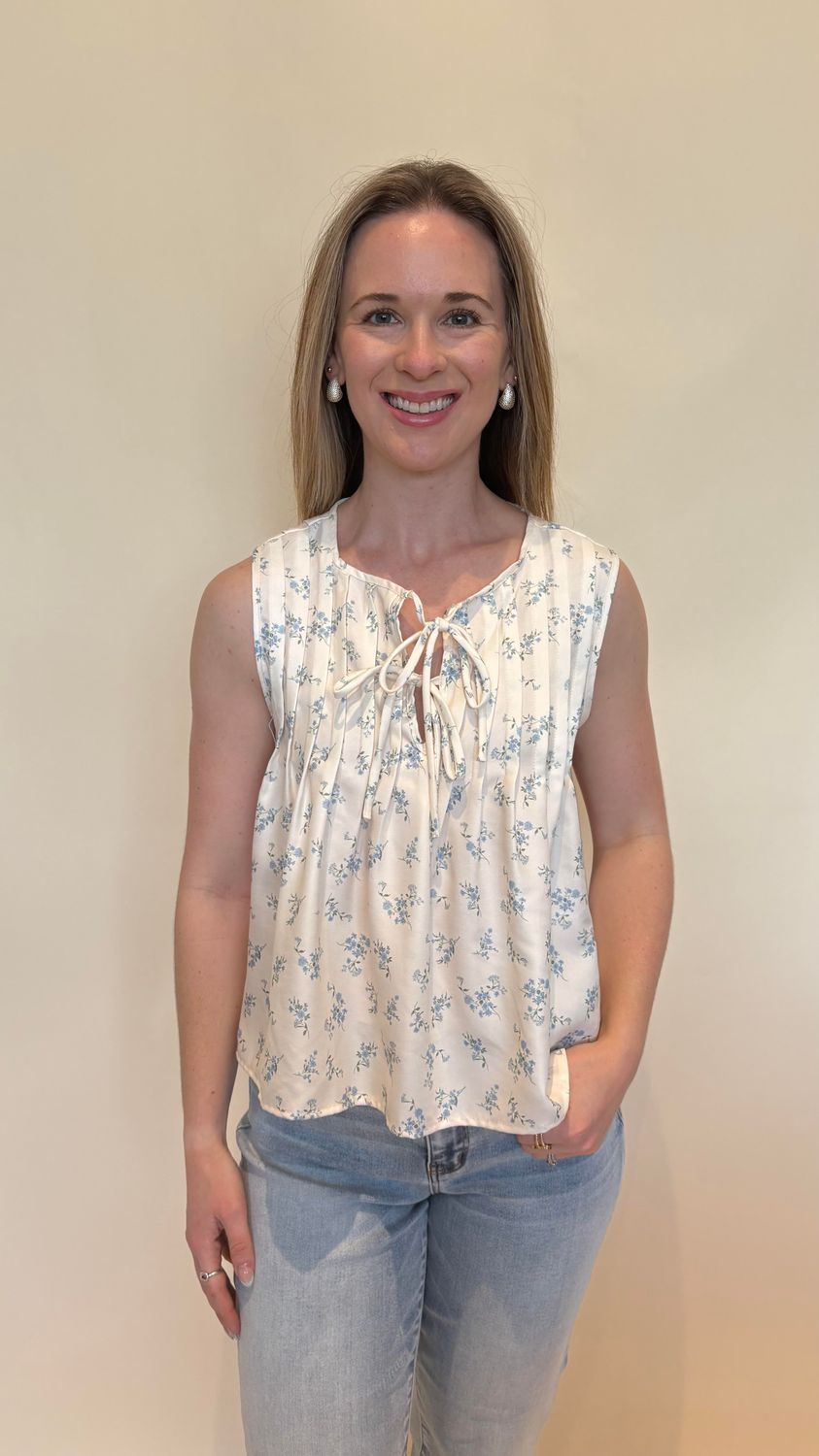 FLORAL FRONT TIE PINTUCK