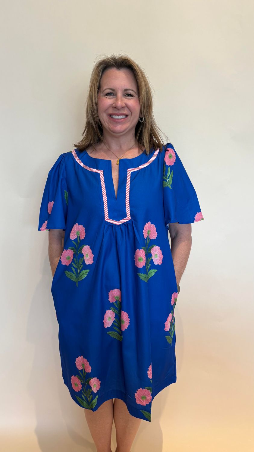 FLORAL SS SPLIT NECK