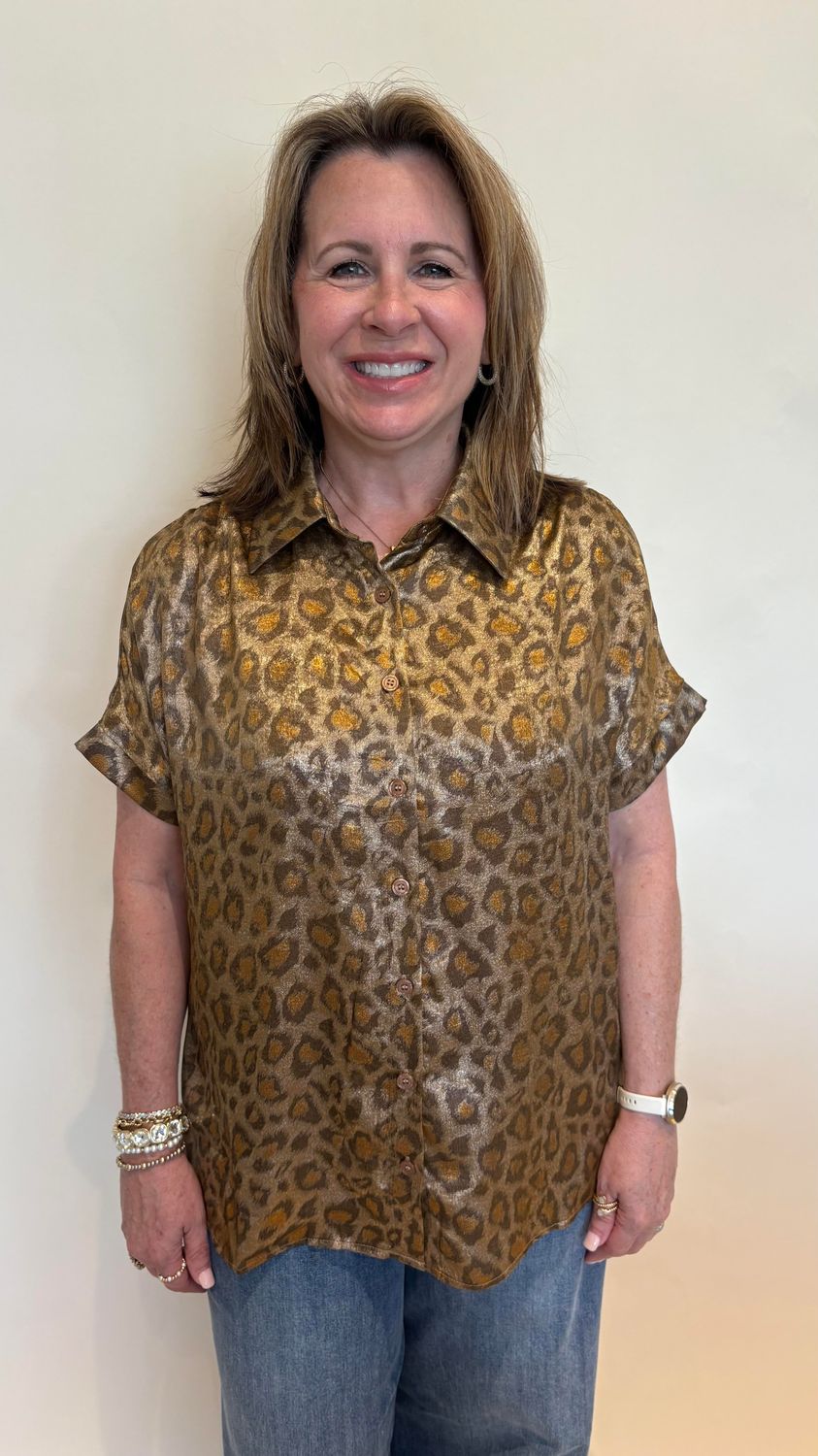 METALLIC LEOPARD TOP