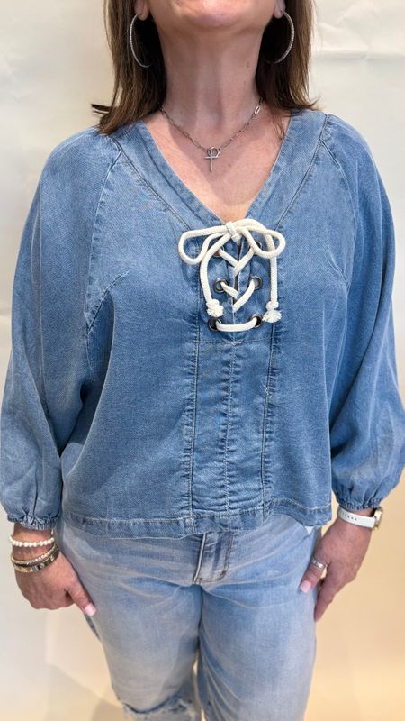 WASHED DENIM TENCEL LACE UP
