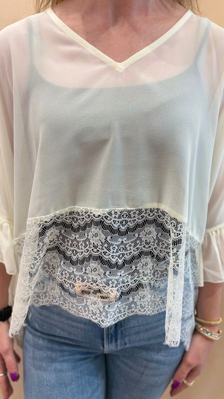 RUFFLED SHEER CHIFFON AND LACE
