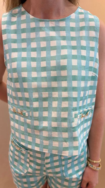 PLAID TOP W/GOLD DETAIL