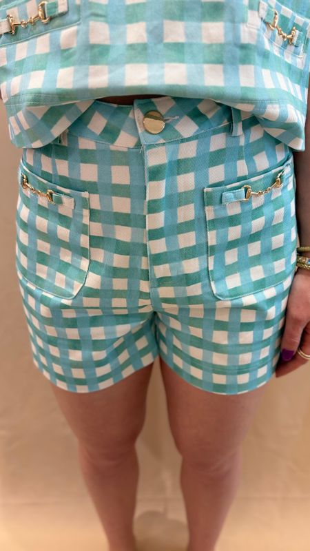 PLAID SHORTS/GOLD DETAIL