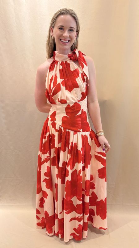 BOLD FLORAL PRINT HALTER MAXI