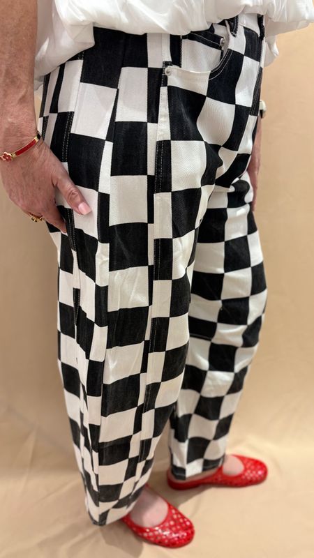 CHECKERED BARREL DENIM