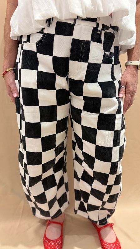 CHECKERED BARREL DENIM