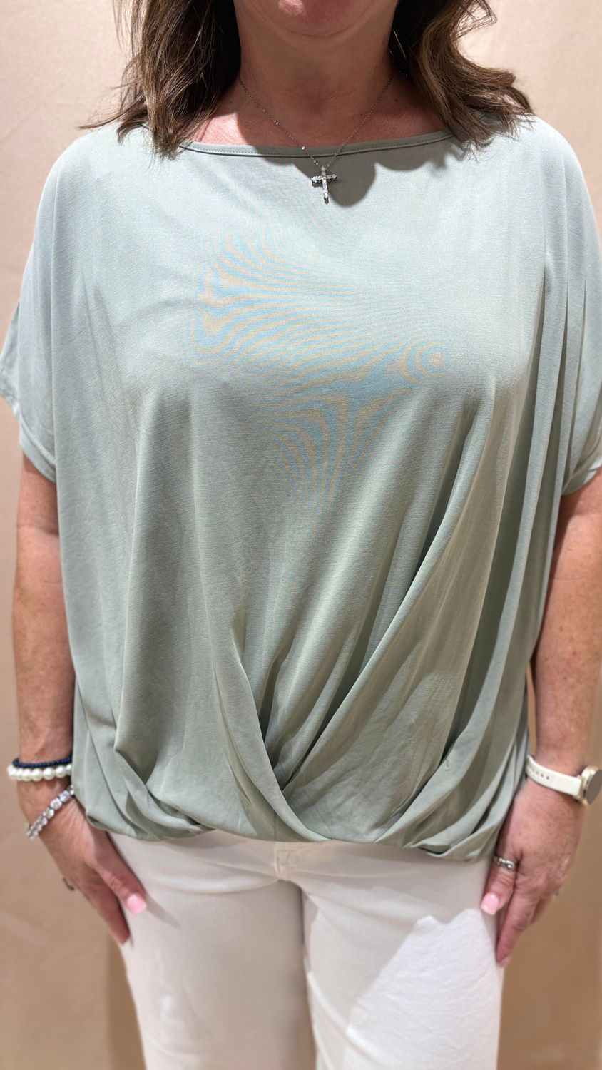 SHORT SLV KNIT PLEATED