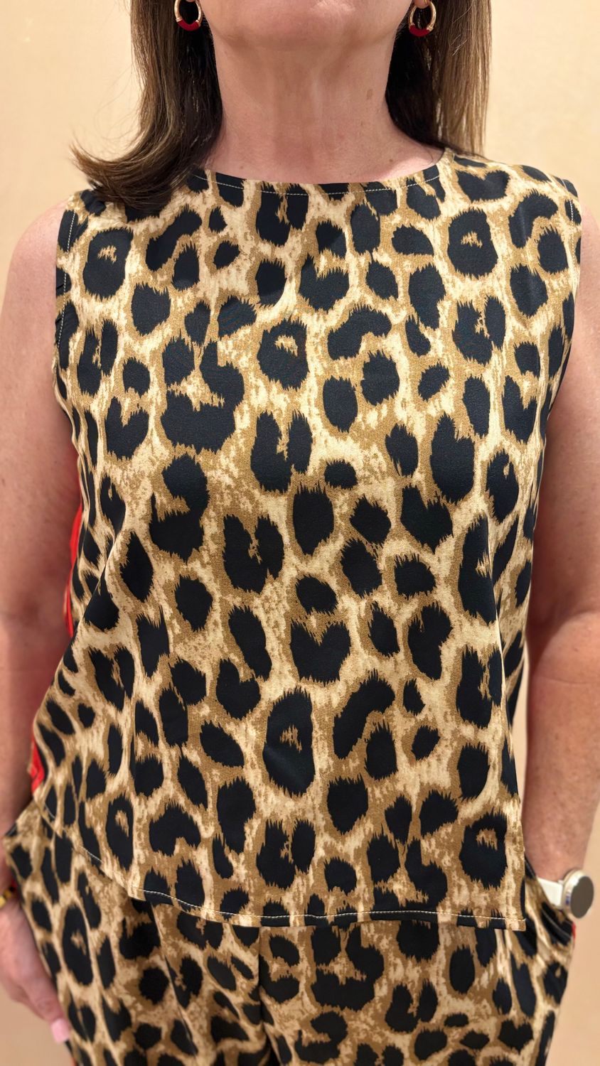 LEOPARD PRINT SLVLSS TOP