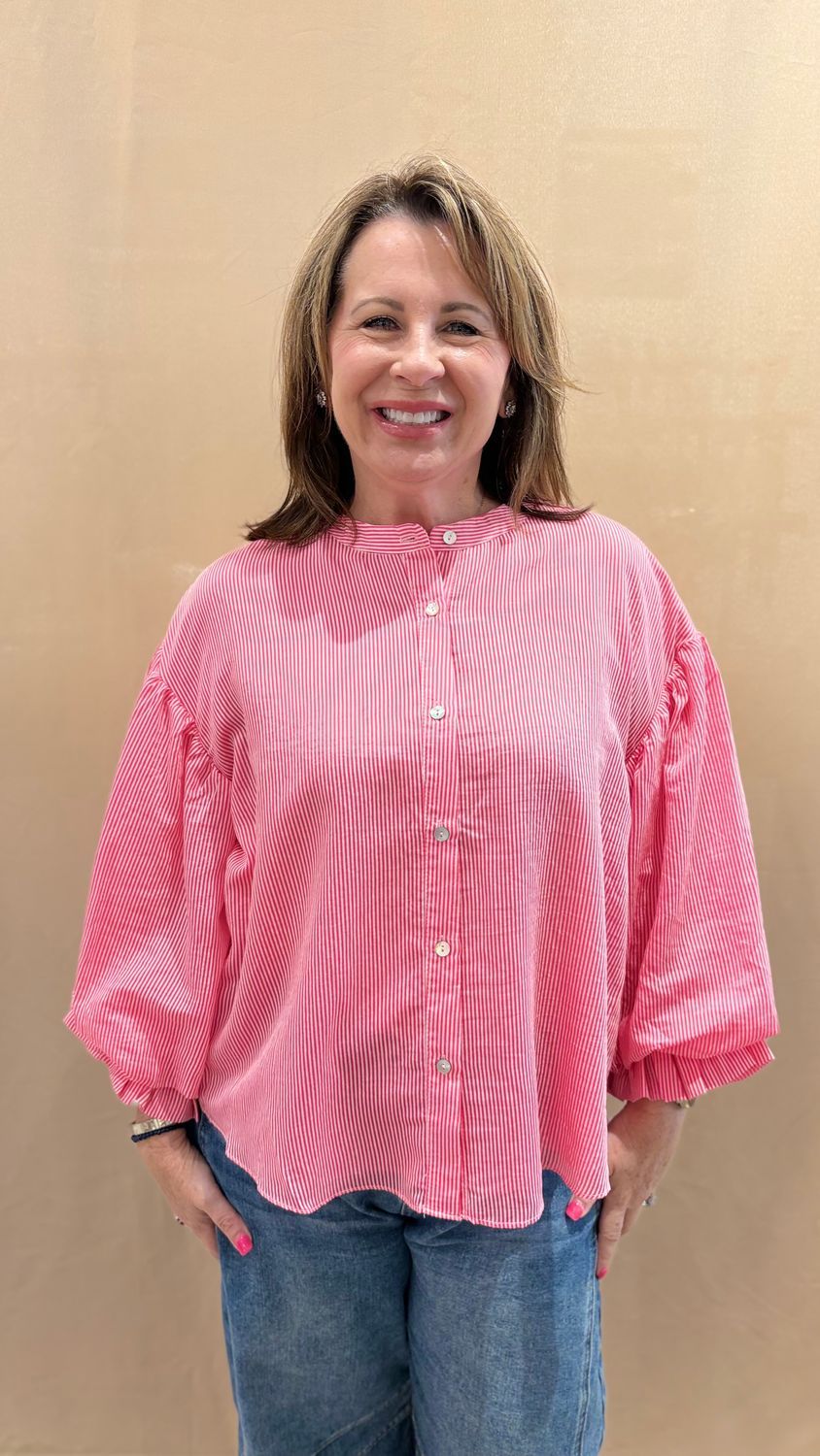 PINSTRIPE VOLUMINOUS BLOUSE
