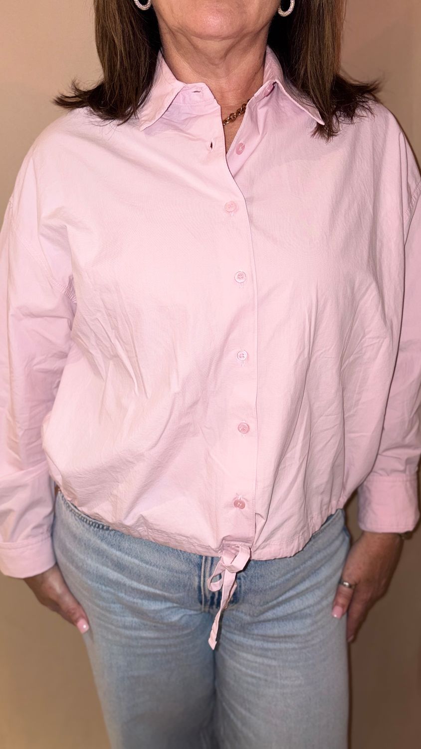 DRAWSTRING HEM RELAXED SHIRT