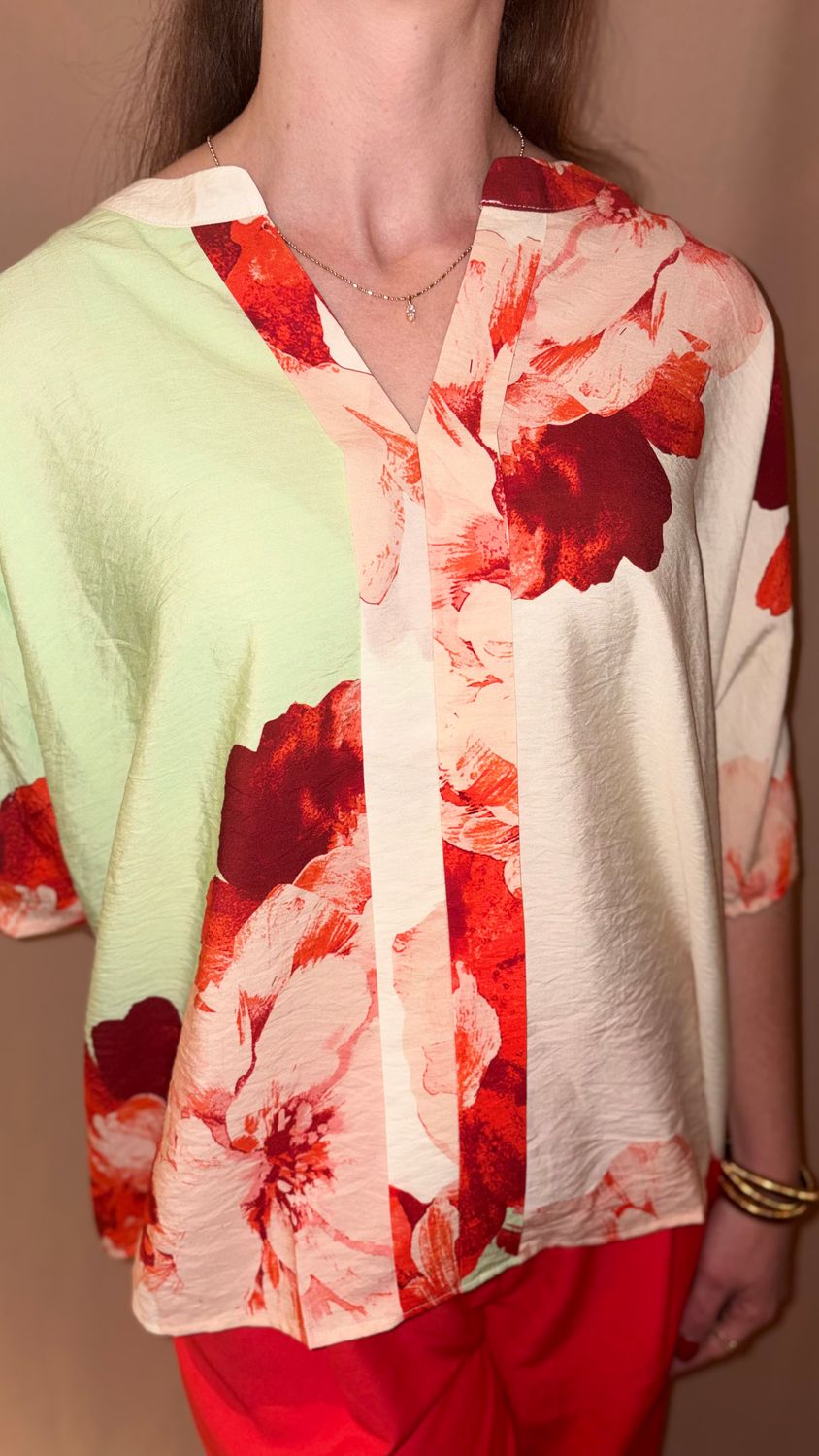 BIG FLORAL PRINTED BLOUSE