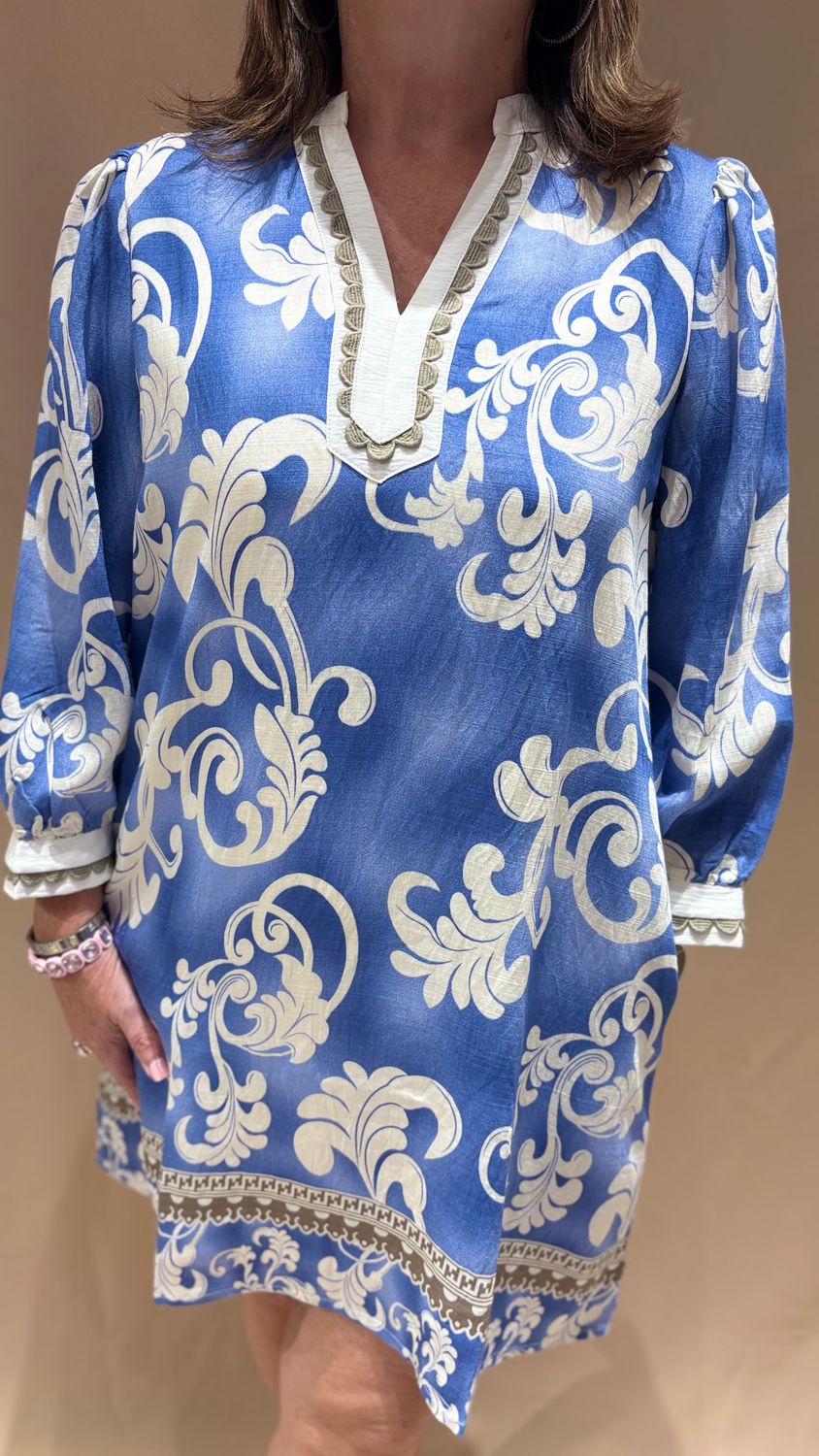SCALLOPED TRIM BOHO PRINT