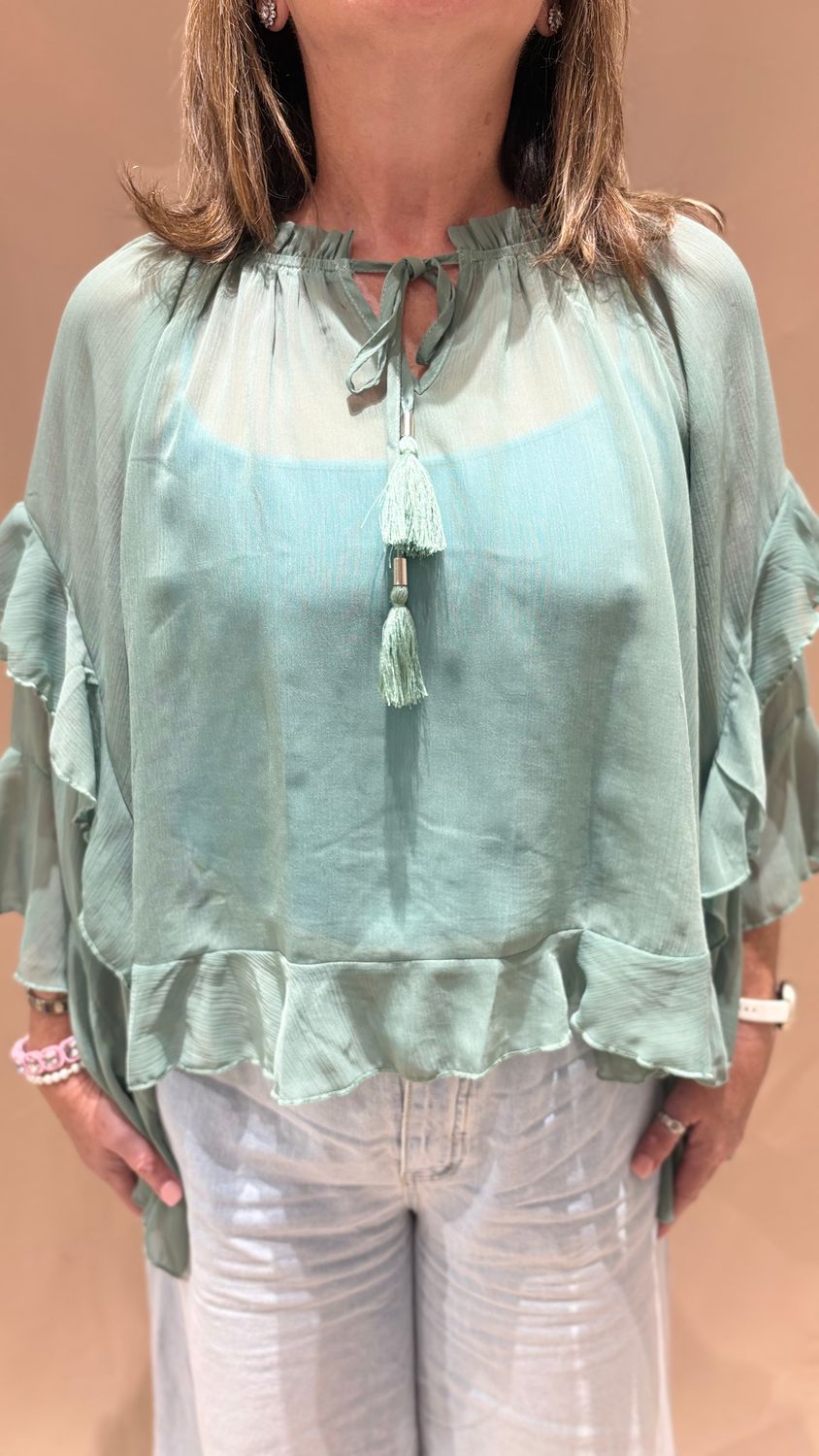 RUFFLED CHIFFON BLOUSE