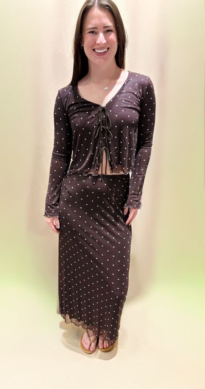 EDA POLKA DOT MIDI SKIRT