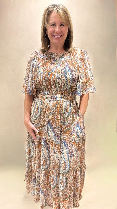 HALF FLUTTER SLV MAXI DRESS