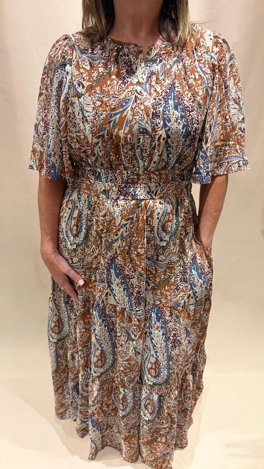HALF FLUTTER SLV MAXI DRESS
