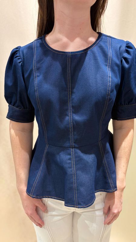 SHORT SLV DENIM TOP