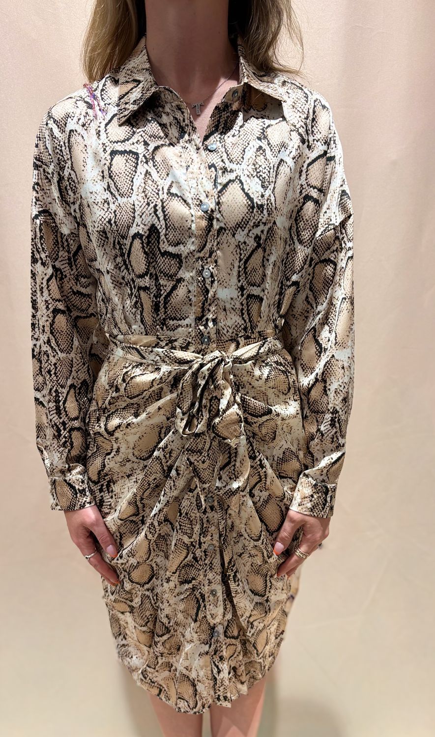 BUTTON DOWN PRINTED DRESS