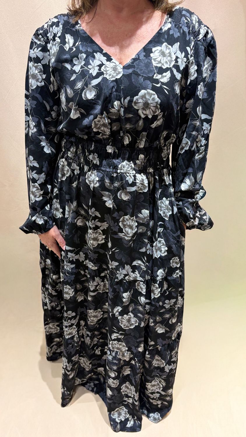 LONG SLV WOVEN FLORAL MAXI