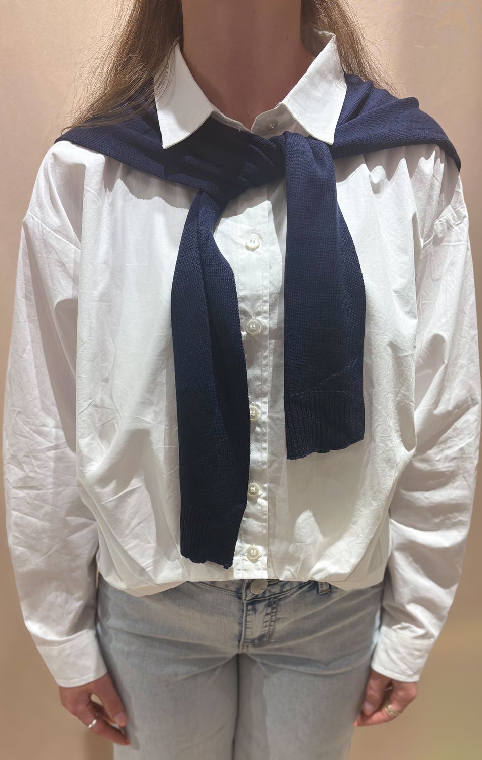 BUTTON DOWN WITH SHAWL