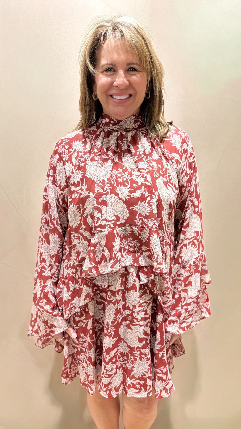 FLORAL PRINT HIGH NECK