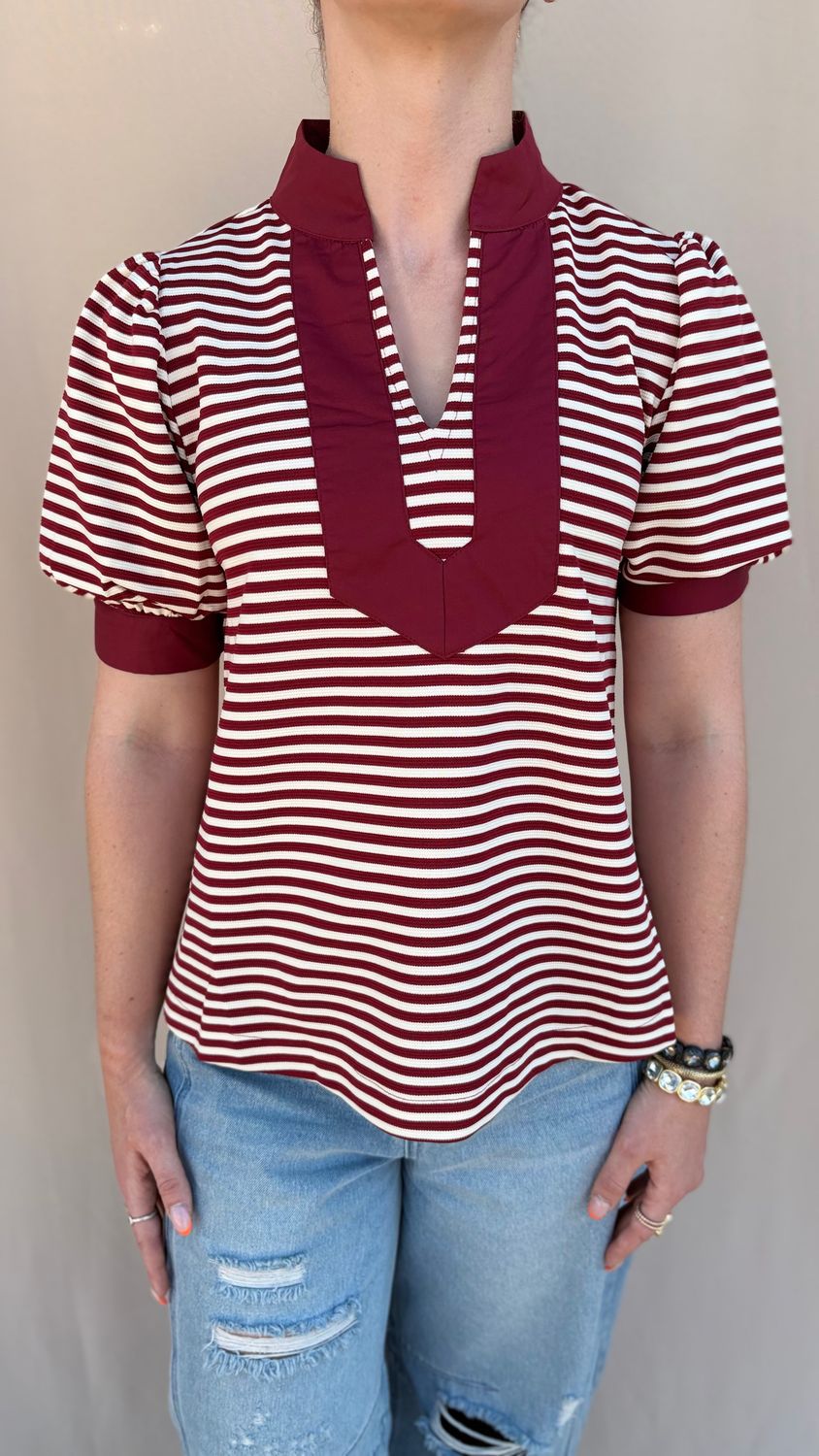 SOLID CONTRAST STRIPED TOP