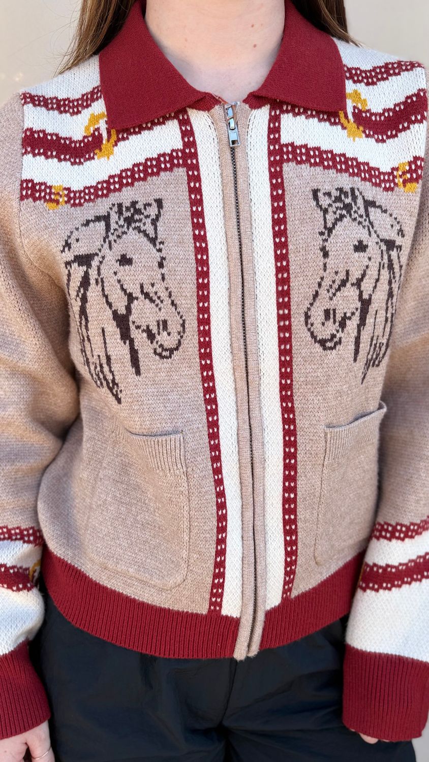 ZIPPER FRONT HORSE PRINT