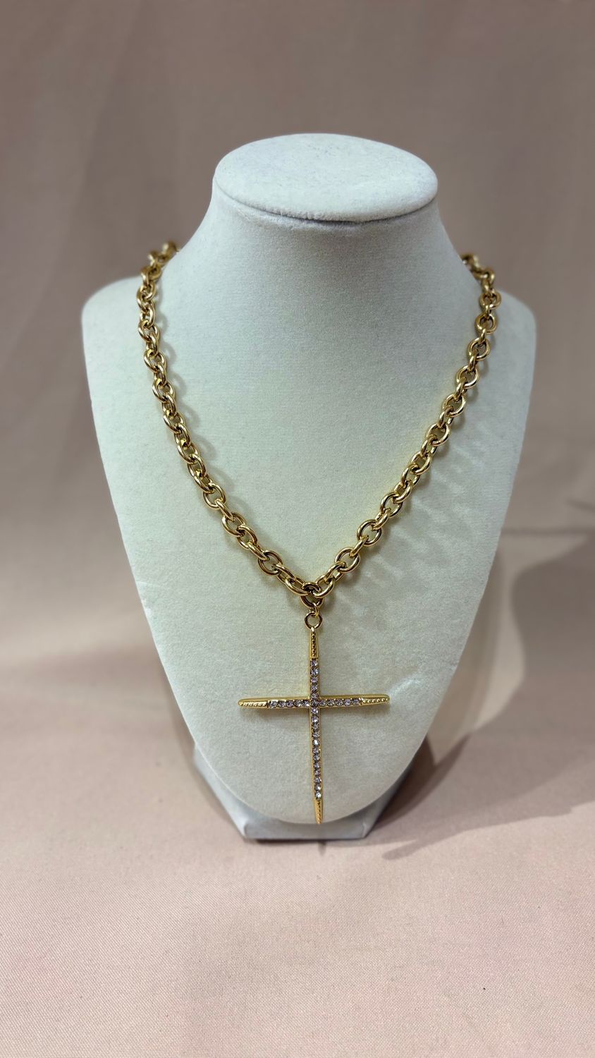 LARGE CROSS NECKLACE