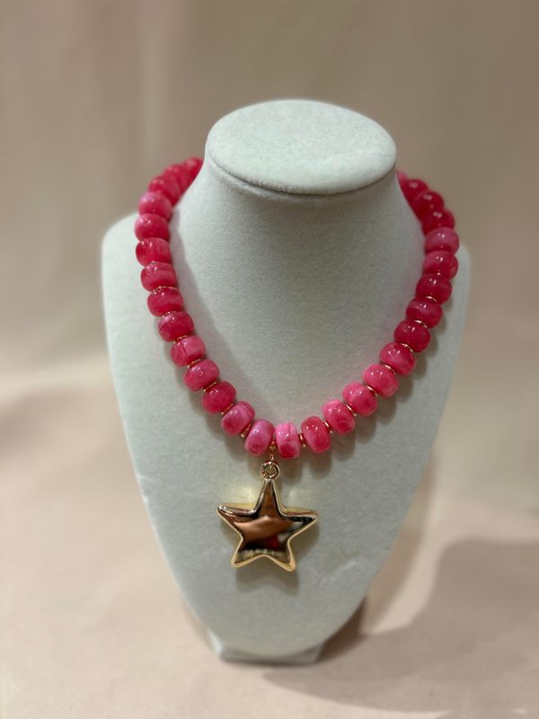 HOT PINK STAR NECKLACE