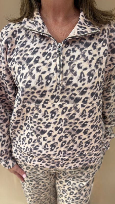LEOPARD PRINT CLOUD QUARTER ZIP