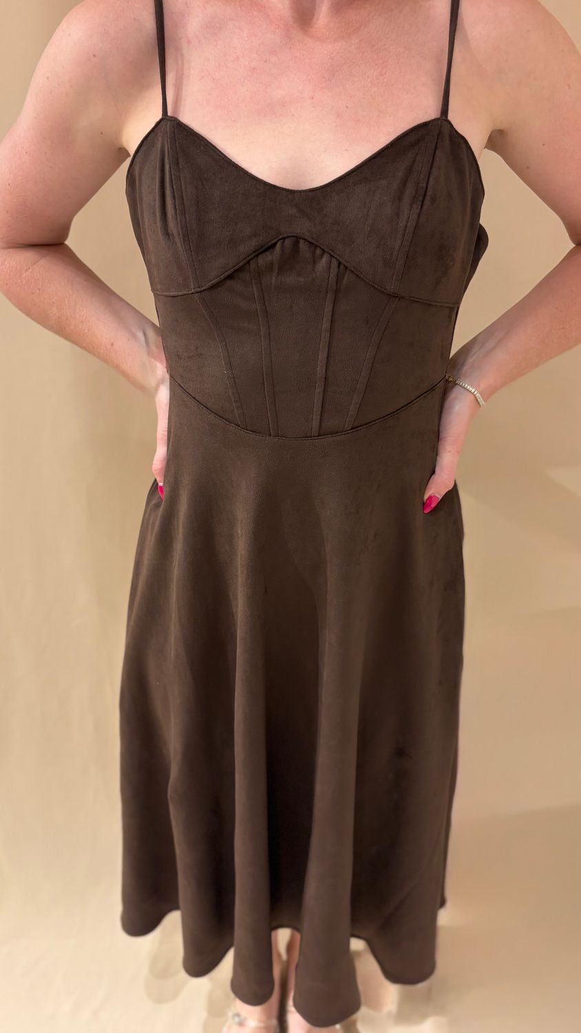 SUEDE STRAPPED DRESS
