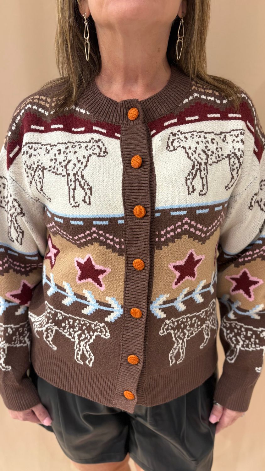 LION PRINT CARDIGAN