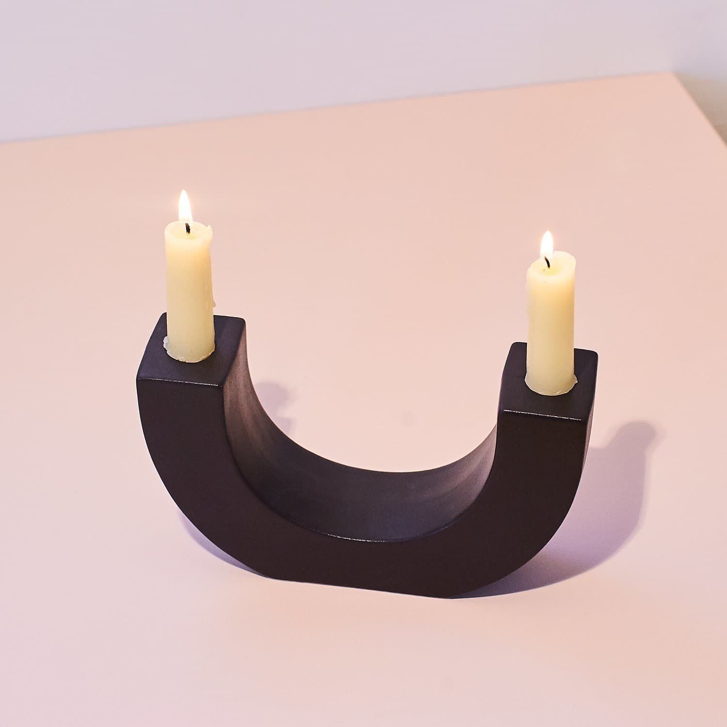 Candle Holder - U Shape, Color: Black