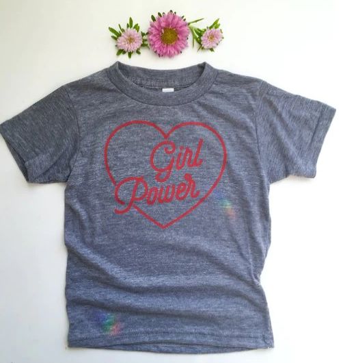 T-Shirt Kids -Girl Power (Grey with Red), Size: 2T