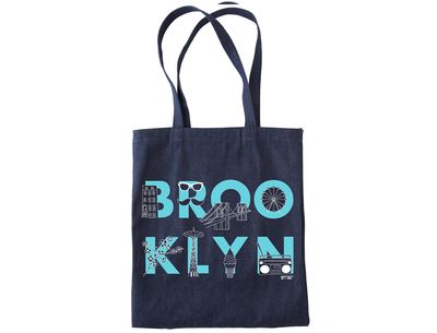 Tote: BROOKLYN font Denim