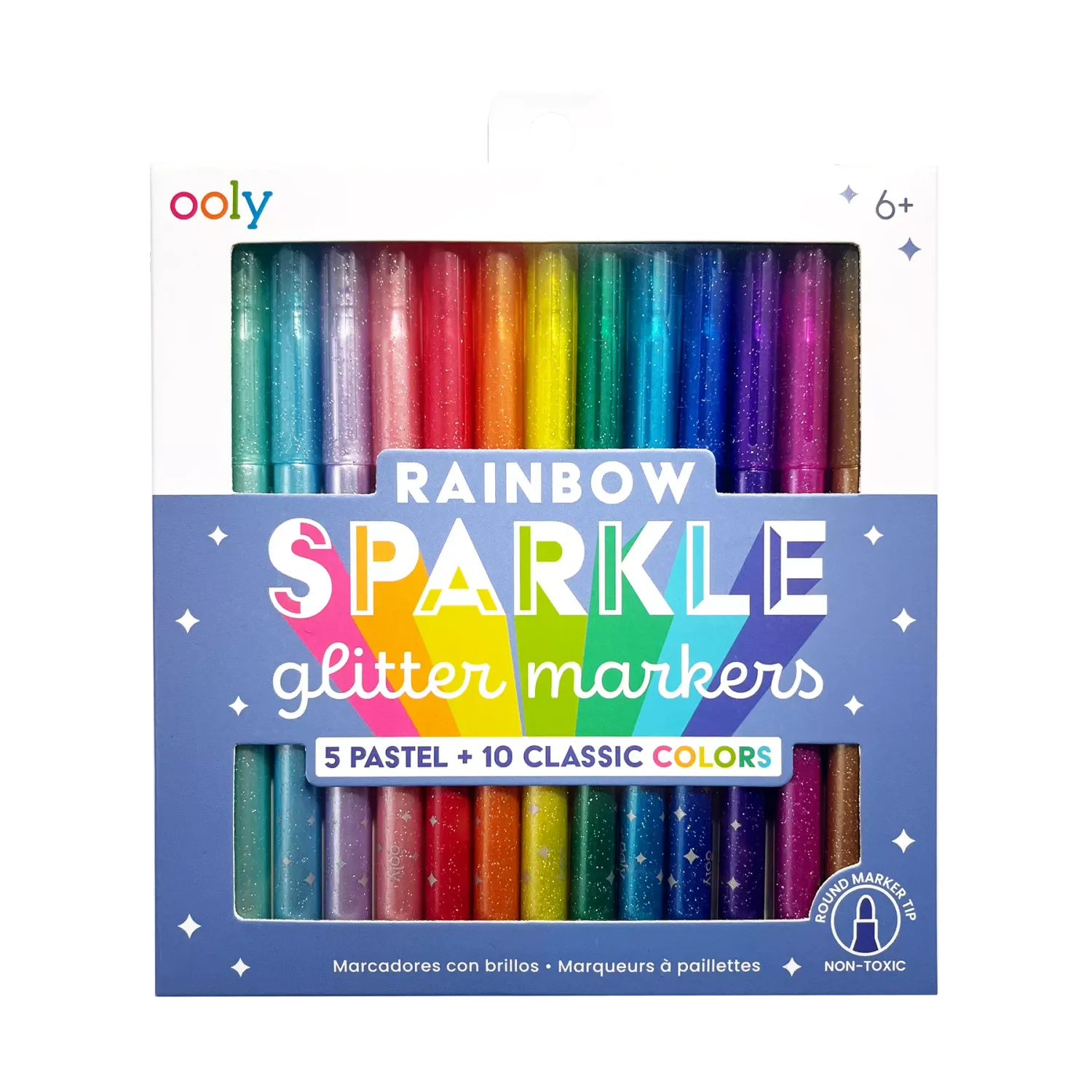 Rainbow Sparkle Glitter Markers - Set of 15