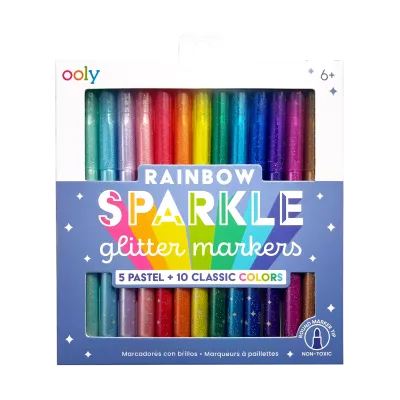Rainbow Sparkle Glitter Markers - Set of 15