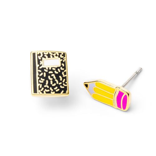 Earrings - Stud: YOW Pencil and Composition Book