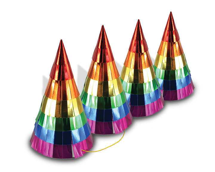 Party Hats - Rainbow Foil