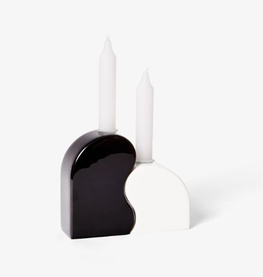Seymour Candle Holder - Black and white