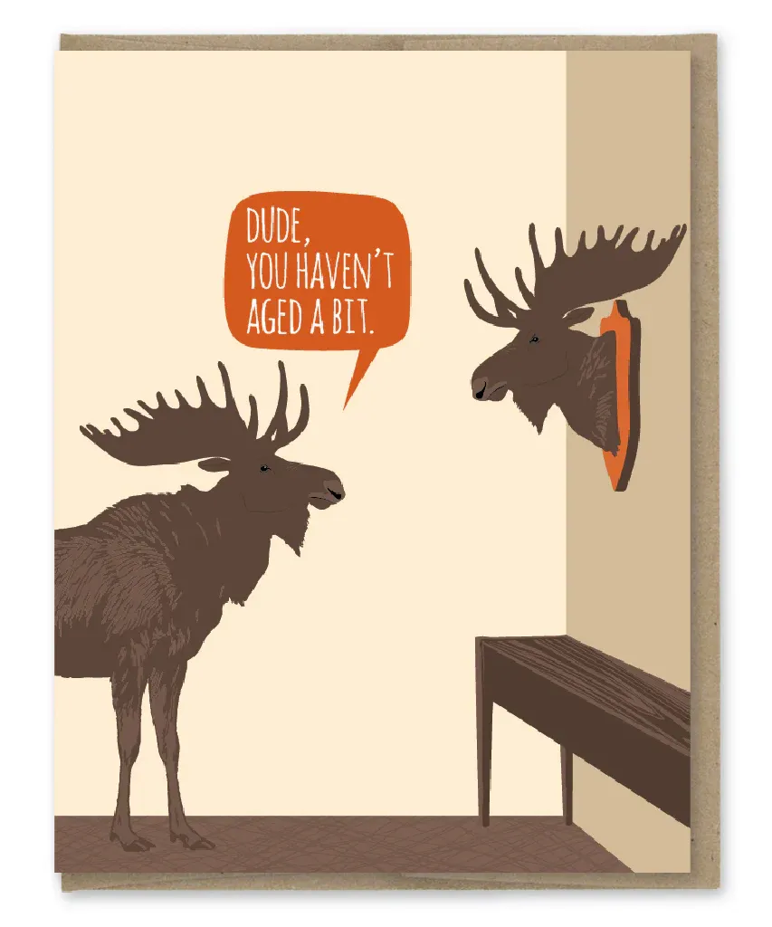 Card - Birthday: Aged Moose Trophy