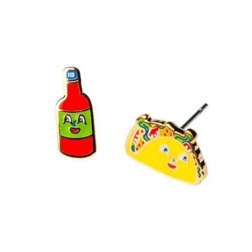 Earrings - Stud: YOW Taco &amp; Hot Sauce