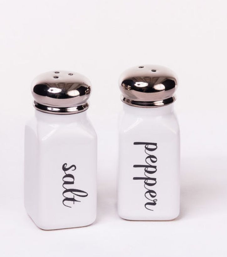Salt and Pepper white stoneware with chrome tops