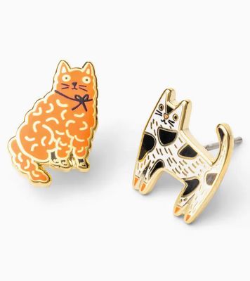 Earrings - Stud: YOW Cats Orange/Black