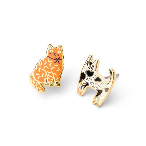 Earrings - Stud: YOW Cats Orange/Black