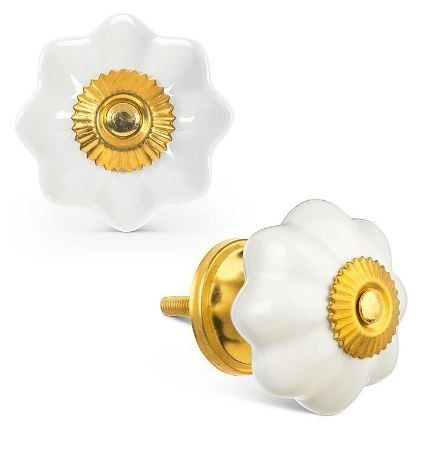 Knob - White Pumpkin w/ Gold