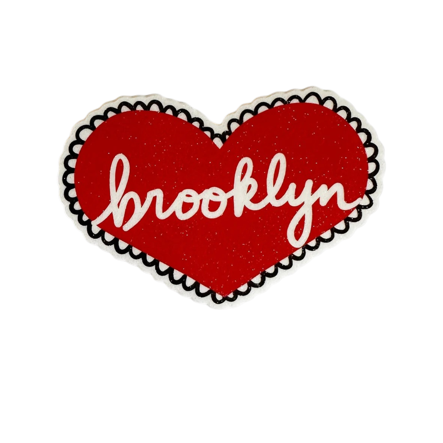 Sticker - Brooklyn Red Heart Sparkly